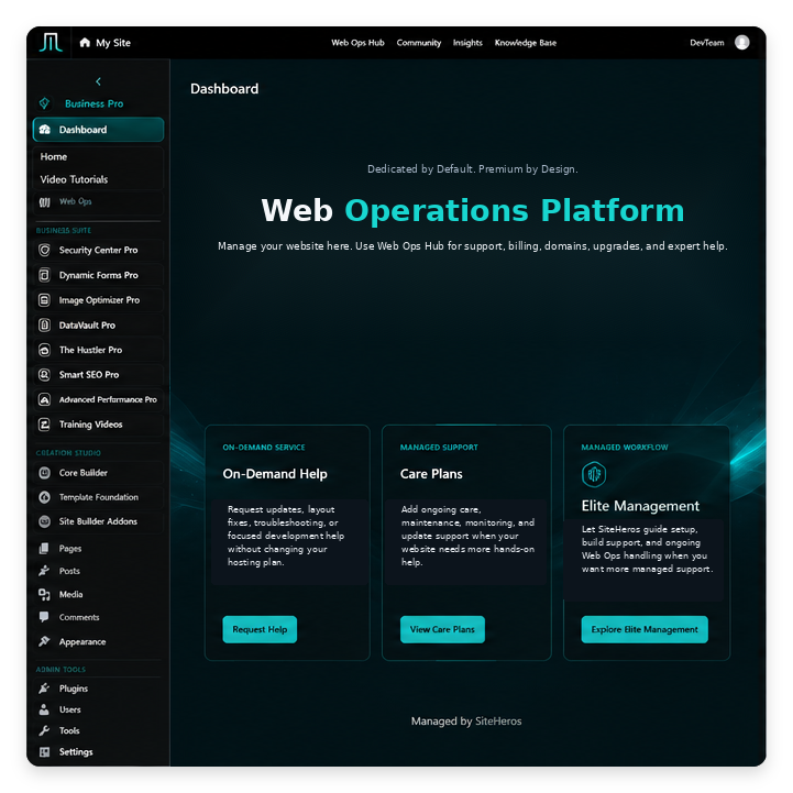 SiteHeros Web Ops Business Pro service illustration.