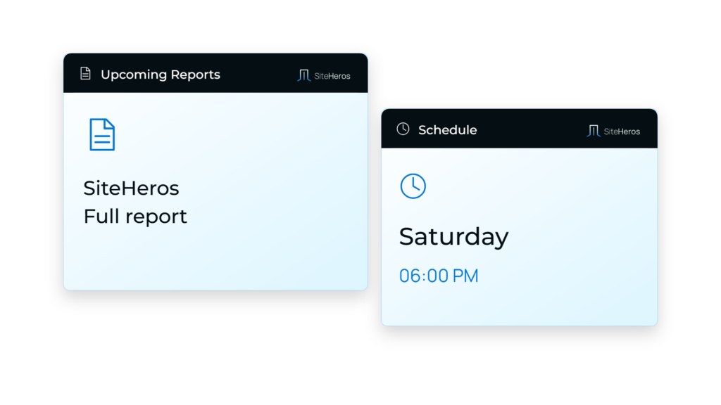SiteHeros recurring website report interface for ongoing operational review.